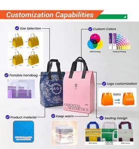 Sacs isothermes personnalisés en non-tissé coloré avec revêtement en aluminium pour plats à emporter et aliments réfrigérés - Product Image 5