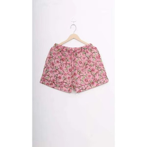 Ensemble 2 pièces décontracté pour femme automne 2024, 100% coton tissé, motif floral, respirant, taille élastique, col rabattu, taille mi-haute, manches courtes - Product Image 3