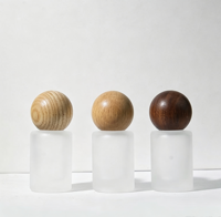 Flacon à bille en verre dépoli de 10 ml avec bouchon en noyer, vide, rond, pour cosmétiques et huiles essentielles