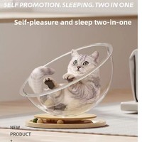 Lit pour chat en forme de capsule spatiale, écologique, toutes saisons, grand modèle, acrylique transparent, plateau tournant en bois massif, trois tailles pour salon