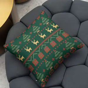 Venta al por mayor personalizado día de Navidad decoración sublimación espacios en blanco funda de almohada 45x45 impreso funda de almohada sofá funda de cojín