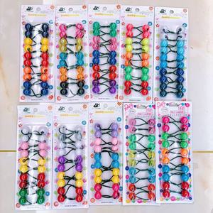 10ps/kart siyah kız şekillendirici aksesuarları at kuyruğu saç topları Bobbles çocuklar iki kez büyük 20mm boncuk elastik top saç bağları - Product Image 1