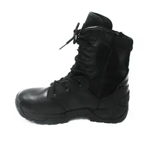 Black top grade genuine leather rubber outsole tactical jungle combat American work boots