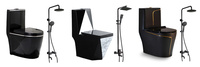 WC en céramique noir mat de luxe à poser au sol pour salle de bain d'hôtel