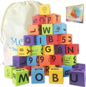 Cubes de construction en mousse EVA colorés avec lettres et chiffres pour enfants, jouets éducatifs - Product Image 2