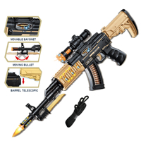 AK47 Eléctrico de 55CM - Pistola de Juguete de Plástico Verde Militar con Sonido y Luz, Funciona con Batería, para Niños, para Disparar al Aire Libre