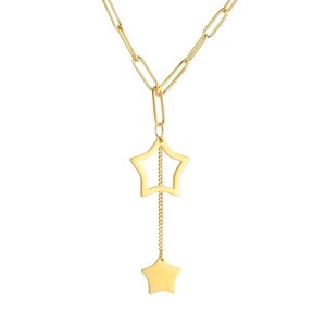 Korean Style Minimalist Hollow Star Tassel Pendant Stainless Steel Necklace Gold Clavicle Chain Fashion Jewelry - Product Image 5