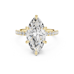 Bagues en diamant, bague de fiançailles, or massif 14 carats, diamant de laboratoire taille marquise, taille brillant rond, collection de bijoux en diamant - Product Image 4