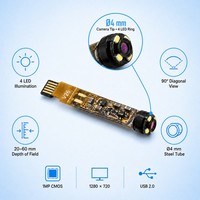 Module de caméra endoscopique USB 2.0, vue à 90 degrés, 4 lumières LED, capteur CMOS à mise au point de 20 à 60 mm, résistant à l'humidité élevée pour l'inspection
