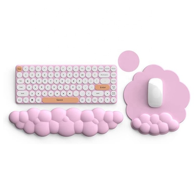 Cloud Keyboard Wrist Rest PU High Memory Foam Cute Palm Rest Gaming Silicone Mouse Pad With Non-Slip Base Ergonomic Keyboard Pad