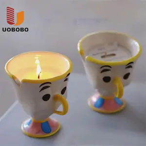UOBOBO Beauty and the Beast creative 3D cartoon big nose ceramic tea cup shape candle jar with handle