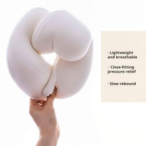 Oreiller de voyage ergonomique en mousse à mémoire de forme à rebond lent, personnalisable, portable, respirant et doux pour le soutien du cou - Product Image 4