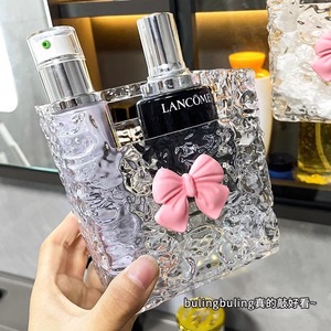 Wall Mounted <b>Storage</b> <b>Basket</b> Glacier Pattern Transparent With Bow Rectangle No Lid For <b>Bathroom</b> Vanity Cosmetics Towel - Product Image 3