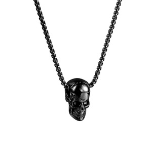 Collier pendentif crâne en acier inoxydable, couleur argent, design squelette géométrique, bijoux de mode pour hommes, chaîne de 3.0x60cm - Product Image 5