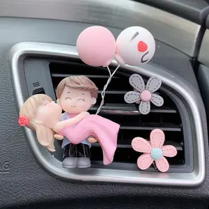 wholesale car decoration cute cartoon boy girl couples Vent Clip Diffuser Perfume Aroma Outlet Car Air Freshener set