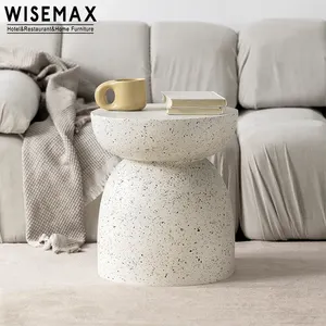 WISEMAX家具北欧庭院花园家具沙发茶几氧化镁小圆大理石茶几沙发茶几 - Product Image 1
