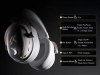 Casque de jeu sans fil MCHOSE V9 Turbo+ Tri-mode à faible latence pour l'e-sport, avec station de charge magnétique RGB et cadre en aluminium léger