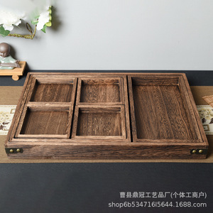 Solid Wood Multi Compartment <b>Tea</b> <b>Tray</b> With Dividers For Home Use Serving <b>Trays</b> - Product Image 5