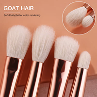 Ensemble de pinceaux à yeux de précision rose personnalisés en poils de chèvre naturels pour eye-liner, fard à paupières, sourcils et correcteur – Exquis et écologique