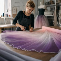 Tissu en tulle 100 % nylon respirant de 1 mm, couleur dégradée, léger, pour robes de soirée et robes à paillettes, tissu en dentelle