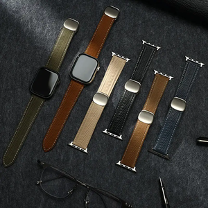 Nouveau <span class=keywords><strong>bracelet</strong></span> de <span class=keywords><strong>montre</strong></span> en <span class=keywords><strong>cuir</strong></span> véritable de qualité supérieure pour Apple Watch 11/10, <span class=keywords><strong>bracelet</strong></span> étanche 22/20/18 mm, fermoir magnétique pliable, <span class=keywords><strong>bracelet</strong></span> tendance - Product Image 1