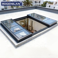Ventana Corredera de Techo de Aluminio y Vidrio Eléctrica para Balcón ROGENILAN, Doble Acristalamiento, Retráctil, Tipo Tragaluz Superpuesto