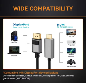 Cable <span class=keywords><strong>DisplayPort</strong></span> Macho <span class=keywords><strong>a</strong></span> <span class=keywords><strong>HDMI</strong></span> Macho de Alta Calidad con Carcasa de Aleación de Aluminio, 1.8m, 4K 60Hz, Cable DP <span class=keywords><strong>a</strong></span> <span class=keywords><strong>HDMI</strong></span> - Product Image 6