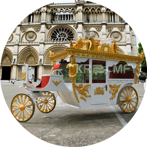 รถม้าไฟฟ้ารถลากสำหรับงานแต่งงานสีขาวคลาสสิก - Product Image 1