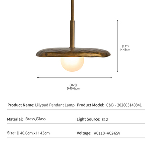 Lámpara Colgante <span class=keywords><strong>de</strong></span> Latón Estilo Wabi Sabi para Isla <span class=keywords><strong>de</strong></span> Cocina, Cafetería, Nórdica, <span class=keywords><strong>de</strong></span> Latón Sólido y Cristal, LED, Venta al por Mayor <span class=keywords><strong>de</strong></span> Fábrica, Lámpara Colgante Lilypad - Product Image 4