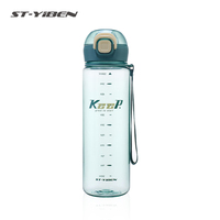 Yiben Gourde de sport écologique réutilisable, aspect cristallin transparent, sans BPA, idéale pour les voyages, l'école et les pique-niques