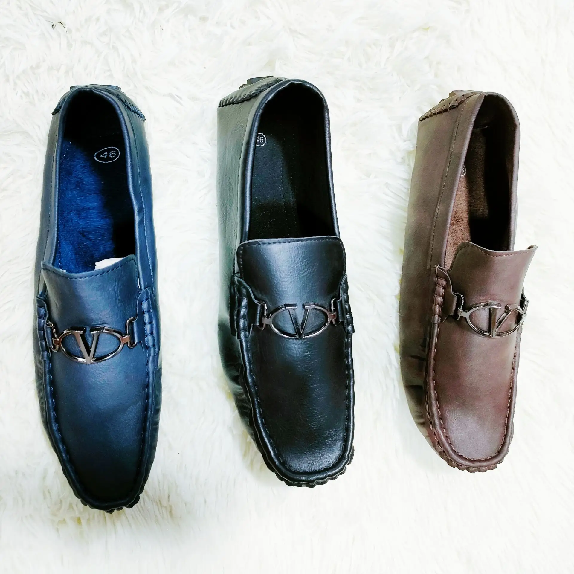 Wholesale Men Classic Leather Shoes Custom Logo Black Driving Shoes Soft Loafers For Men