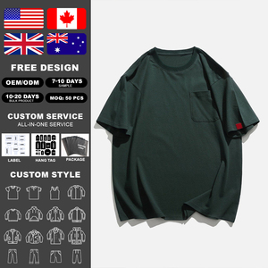T-shirt décontracté KingSen surdimensionné 100 % coton à manches courtes pour homme avec poche, coupe ample, idéal pour le style urbain - Product Image 2