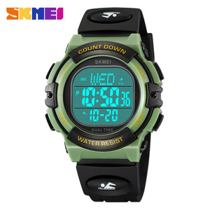 Skmei Men's Sports Digital Watch Military Green Tpu Strap Waterproof Countdown Luminous Dual Time Outdoor Watch - Product Image 2