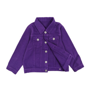 Giacca in Denim Lavato Viola 100% Cotone YAXI per Bambini, Stile Vintage con Ricamo e Bottoni, Produttore OEM/ODM, Lavabile - Product Image 4