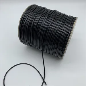 Bobine de fil ciré noir, cordon pour la fabrication de bijoux de taille 0.5mm, 0.8mm, 1mm, 1.5mm, 2mm