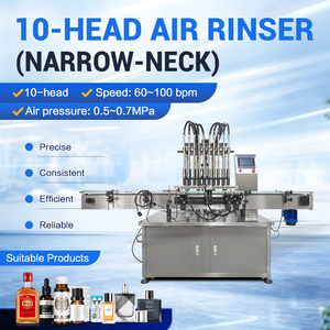 <span class=keywords><strong>Machine</strong></span> de lavage et de nettoyage automatique à 10 têtes en acier inoxydable à ions négatifs pour bouteilles cosmétiques, alimentaires, en verre et en PP - Product Image 1