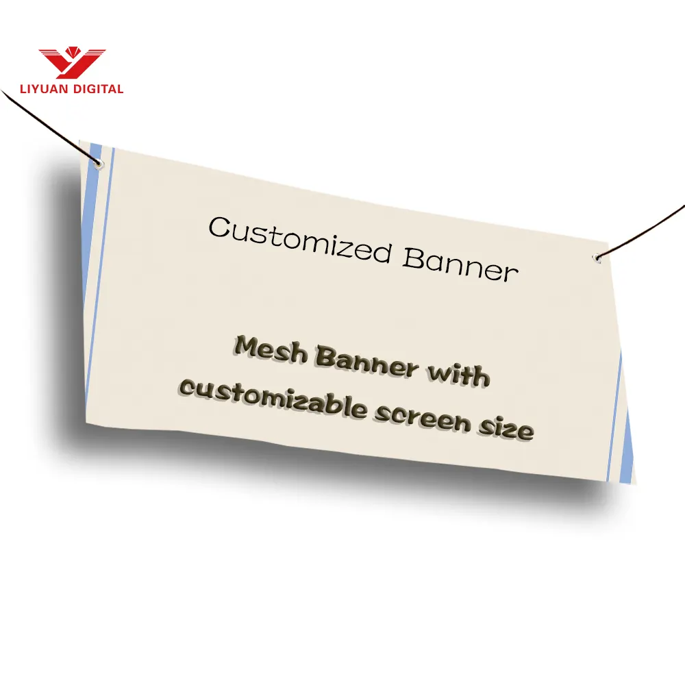अनुकूलित विज्ञापन आउटडोर वाटरप्रूफ और विंडप्रूफ पीवीसी विनाइल मेष बैनर मुद्रित कपड़ा बाड़ बैनर