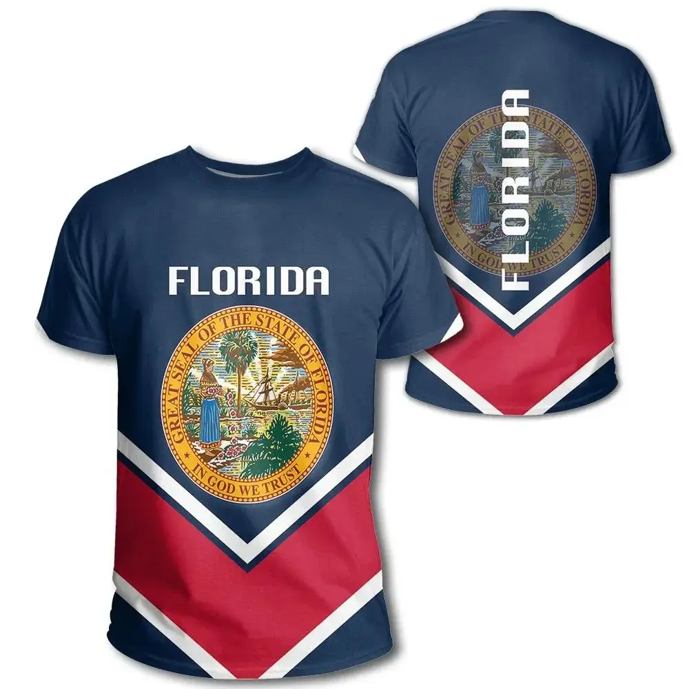 Großhandel Herren Sportswear T-Shirts Amerika Florida Logo Kurzarm <span class=keywords><strong>T-Shirt</strong></span> für Männer Print On Demand Plus Size Herren bekleidung