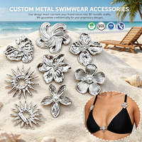 Accessoire de maillot de bain en alliage de zinc, motif Hibiscus soleil céleste argenté, résistant à l'eau, vente directe usine