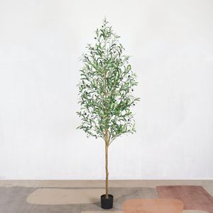 Árbol Artificial Grande de Olivo con Hojas de Ficus, Madera, Hierba de Seda y Plástico, Simulación Decorativa para el Hogar, Paisajismo, Exterior, Casa, en Maceta - Product Image 4