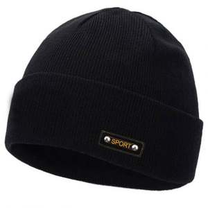 Simple Fashion Winter Hat Men's Fashionable Knitted Warm Cold Hat Custom <b>Patch</b> logo Beanie - Product Image 5