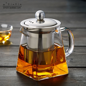 square Shape High Borosilicate Glass <strong>Tea</strong> <strong>Pot</strong> with SS 304 <strong>Infuser</strong> - Product Image 5