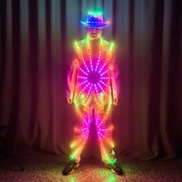 RICHSHINING Costume de scène pour adulte avec lumière LED RVB Vêtements de danse lumineux pour les bars de boîte de nuit et les fêtes Décorations de fête