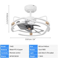 D006 Ventilateur de plafond intelligent avec lumière avec télécommande Tri-CCT Dimmable Modern Fan Light Inverter Quie Plafonnier Fan Lamp