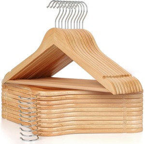 Wood Hangers with Shoulder Grooves Premium Wooden Hangers Slim <b>Coat</b> Hanger Suit Hangers with 360 Degree Rotatable <b>Hook</b> - Product Image 1