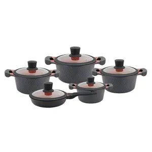 एल्यूमीनियम खाना पकाने के बर्तन ग्रेनाइट nonstick पुलाव castiron एल्यूमीनियम cookware सेट के लिए नए नए साँचे