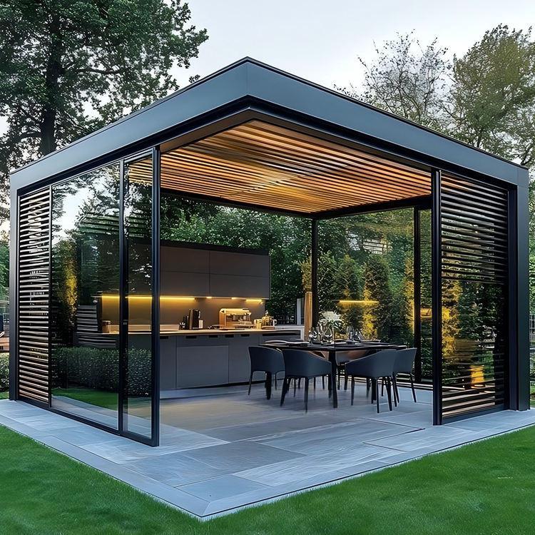 Hot Selling Bioclimatic Motorized Aluminum Pergola Gazebo UV Protection Remote Control Customized Sizes for Swimming Pool