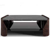 Table basse en marbre au design minimaliste moderne, finition en écorce d'arbre, style italien de luxe léger, table basse pour salon