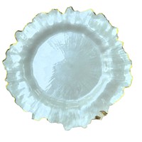 Assiettes rondes de luxe en plastique style nordique pour banquets de mariage, restaurants occidentaux, design sirène blanc nacré motif récif