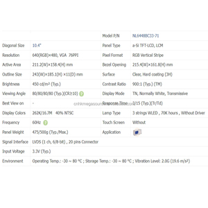NL6448BC33-71 10.4 pouces 640*480 TFT LCD écran module d'affichage lcd écran tft lcd panneau en stock - Product Image 6